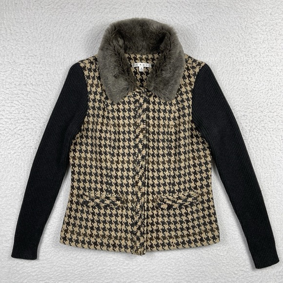 CAbi Jackets & Blazers - CAbi Jacket Womens 8 Multicolor Houndstooth Sweater Academia College Preppy
